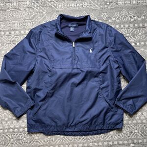 Polo Golf Ralph Lauren Pullover 1/4 Zip Windbreaker Mens Large Navy Blue Pockets